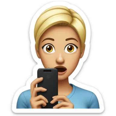 30 year old Woman looking at cell phone shocked sticker