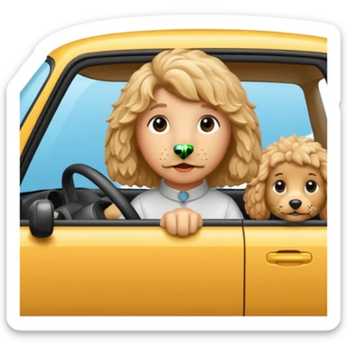 Golden Doodle sandy blonde driving a car sticker