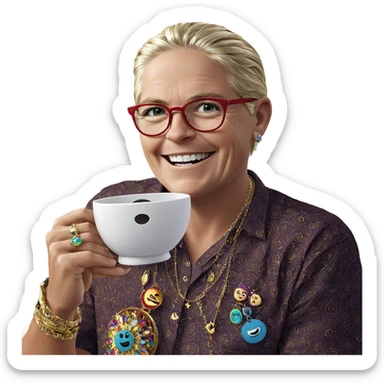 smiling boy with jewelry indoors sticker