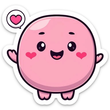 An adorable pink heart character with eyes and a smiling mouth, where the top heart lobes are plump and shaped like butt cheeks sticker