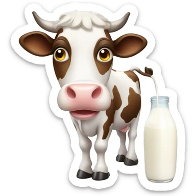 Cow with milk sticker