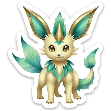 Shiny Cool Sparkly Cute Ethereal Leafeon-Vaporeon-Fakemon-hybrid-fusion- full body sticker