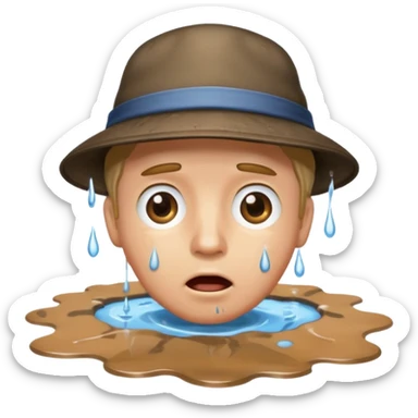 apple style emoji of a man with his face in a puddle after falling sticker