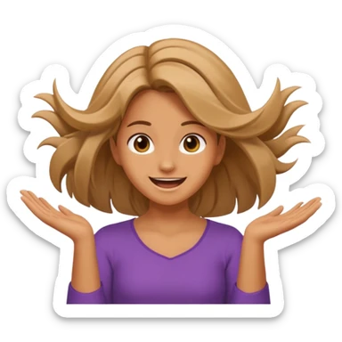 Create an emoji that says well duh and has a girl flipping her hair sticker