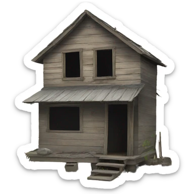 abandoned 2-storey shack sticker