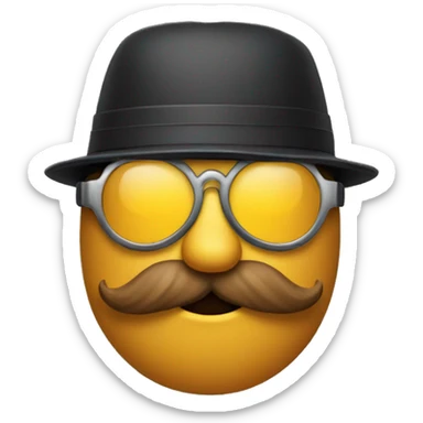 Goggle emoji with hat moustache and beard sticker