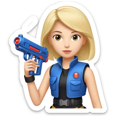 Girl playing laser tag  sticker