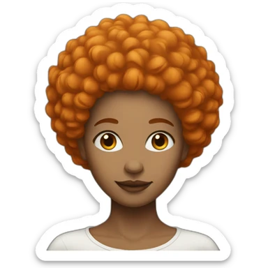 Woman with afro orange hair metice skin color sticker