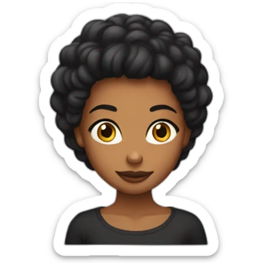 Chica pelo negro largo liso, camiseta negra y cara de sorpresa sticker