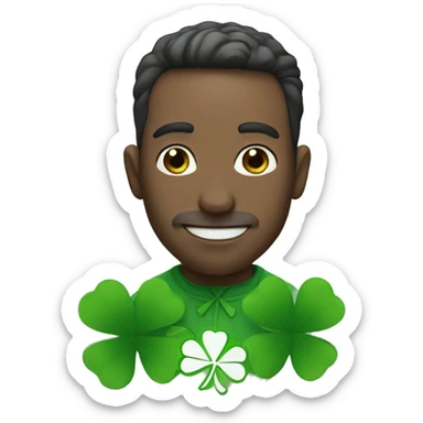 white man with four leaf clover sticker