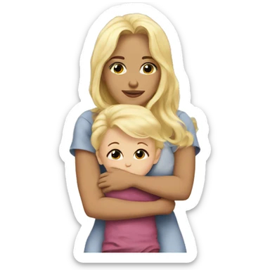 baby hug mommy blonde sticker