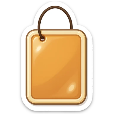 rectangular door sign with rounded corners, beige color, shadows and highlights, retro sticker style, hanging on a loop sticker