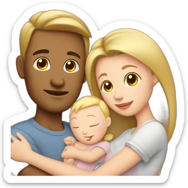 white mom and dad cuddling with a baby sticker