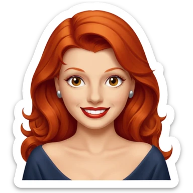 Rita Hayworth with long red hair, hazel eyes sticker