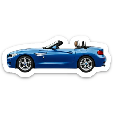 Coche BMW z4 azul oscuro visto de perfil con una mujer y un hombre dentro sticker