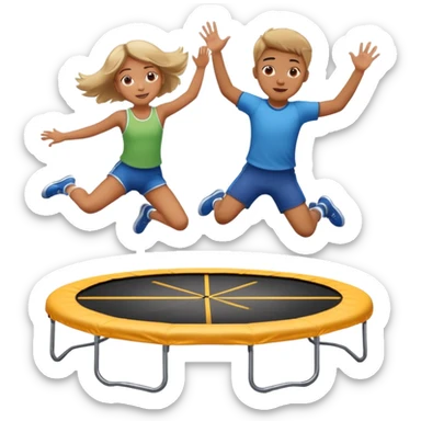 Trampoline with two people bouncing on it, one boy, one girl  sticker