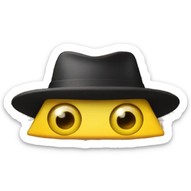 yellow trangle with tophat with brick pattern and one eye sticker