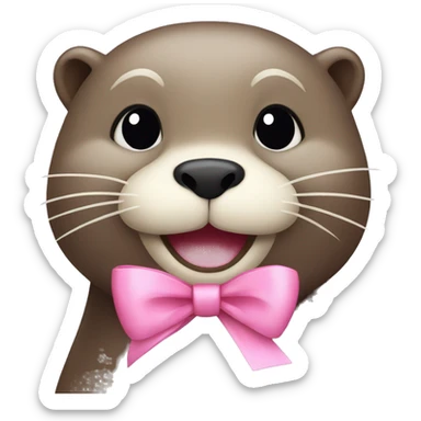 otter with a pink bow sticker