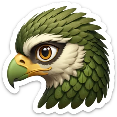 close up of just the eye at the side profile of the face of a green hawk that is looking away from the camera sticker