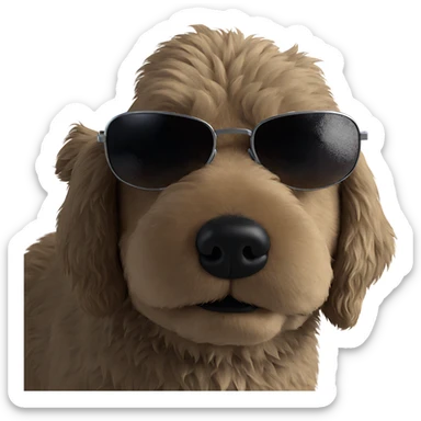 fluffy dog in sunglasses sticker