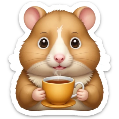 Funny hamster with a cup of tea sticker