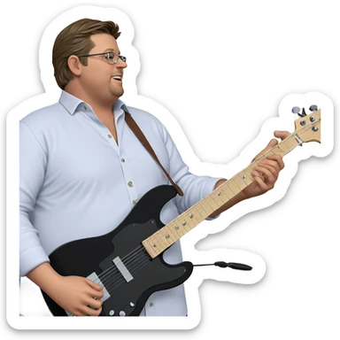 boy playing guitar indoors sticker