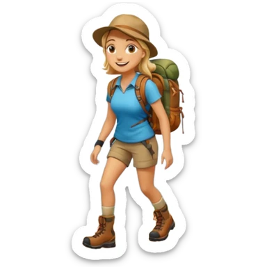 woman hiking in the woods in the sunshine sticker