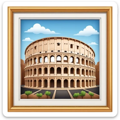 Cinematic Realistic Colosseum Landmark Emoji, depicted as the ancient Roman amphitheater rendered with dramatic architectural detail and dynamic lighting. sticker