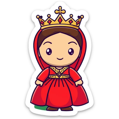 Ottoman queen with red dress and crown, imperial Turkish royal attire sticker
