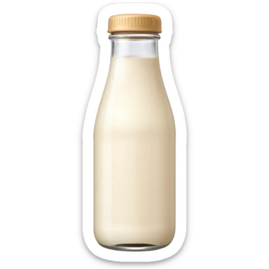 Cute glass milk white bottle, beige cap sticker