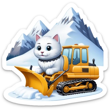 Mountain grooming snowcat with a plow sticker