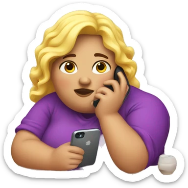 Fat girl using phone sticker