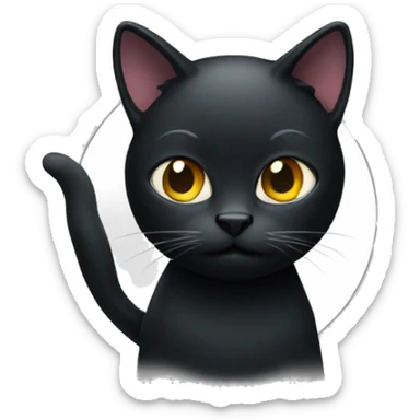 circle black cat sticker