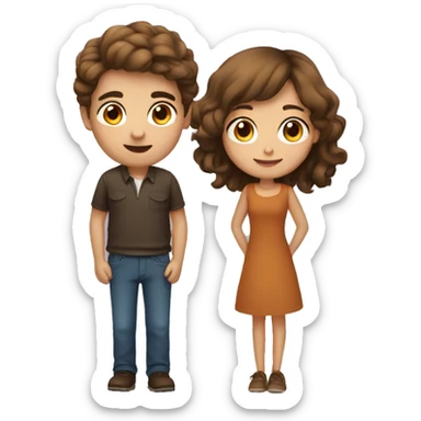 A girl with brown hair and a guy with brown hair kissing sticker