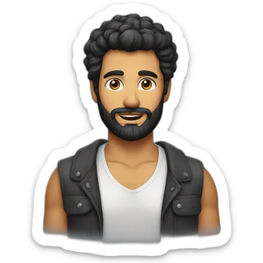 homme dodu cheveux noirs courts barbe de 3 jours tenue de pâtissier  sticker