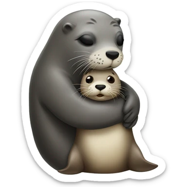 Seal hugging otter sticker