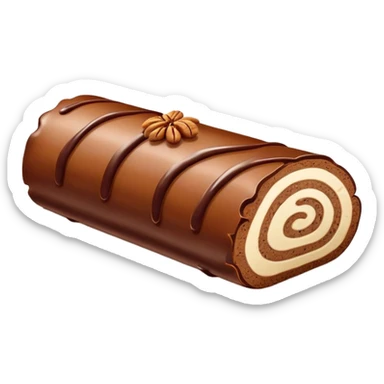 Chocolate-Nougat-Marzipan Log roll with walnuts sticker