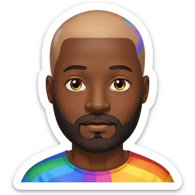   Gay African Man with rainbow skin with beard and bald head  sticker