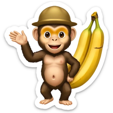 je veux un chimpanzé qui sort d'une banane sticker