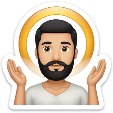 Man black hair Latino beard worshipping  sticker