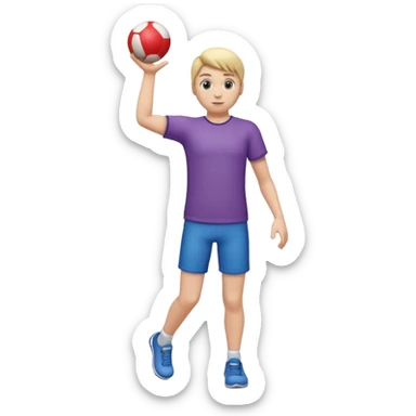 3D emoji style person throwing Ball, arm extended, centered, Full body, soft shadow, white background. sticker