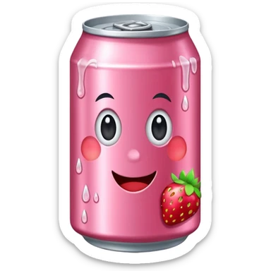 strawberry soda can with cute stickers sticker
