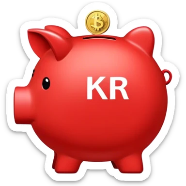 red piggybank with 'KR' on the coin sticker
