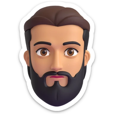 middle eastern man with medium length beard, unibrow, tan skin, and dark brown eyes sticker
