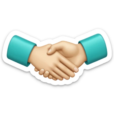 teal handshake amoji in the color hex of A8F2F9 sticker