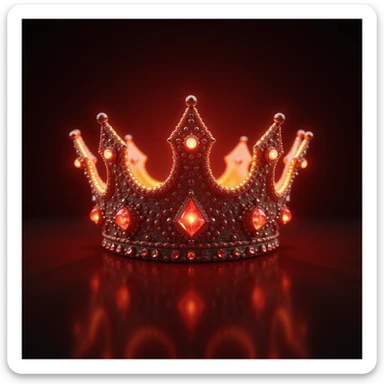 a big red crown with glowing effect and gems, ultra-realistic, shiny and majestic sticker