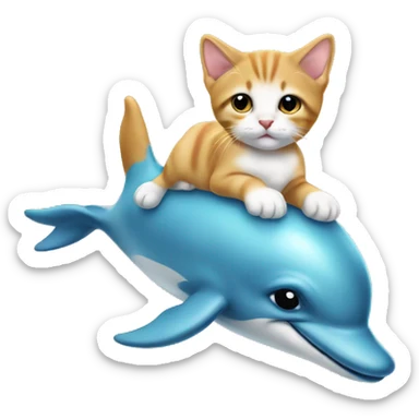 a kitten on a dolphin sticker