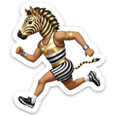 a zebra picking running a marathon with gold medal sticker