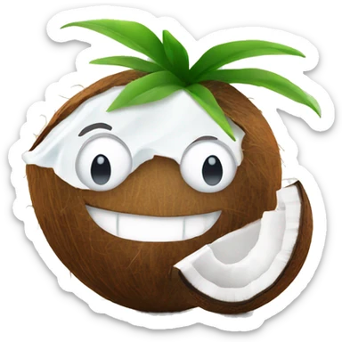smiling coconut in milk  sticker