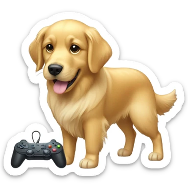 Golden retriever with a game controller  sticker